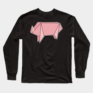 Pig Origami Sticker Style Design Long Sleeve T-Shirt